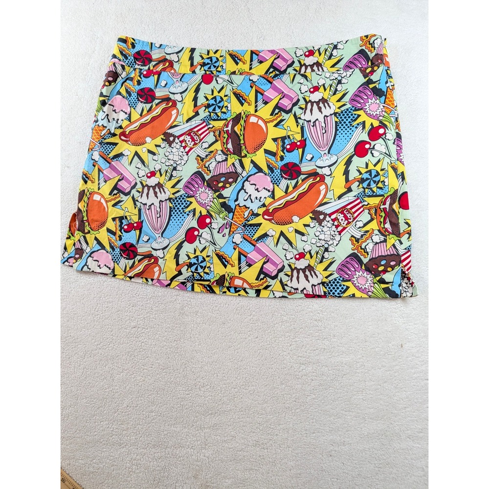 Loudmouth Golf Pop Art Diner Food Skort Multicolor Size 16 Hot Dog Burger Print